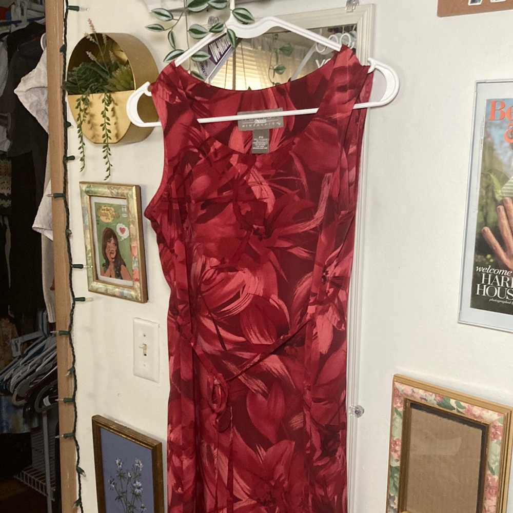 Red floral dress